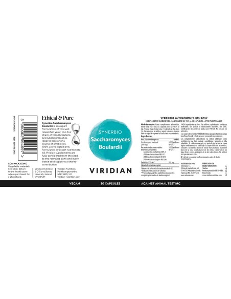 Viridian | Saccharomyces Boulardii 30 Cápsulas Veganas