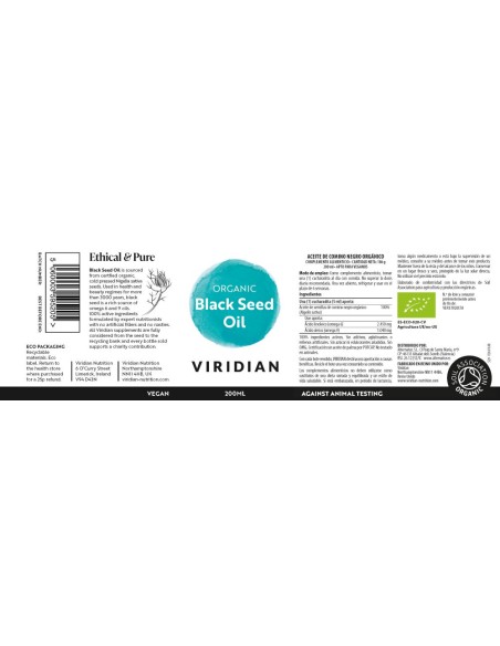 Viridian Aceite Comino Negro Bio 200 ml
