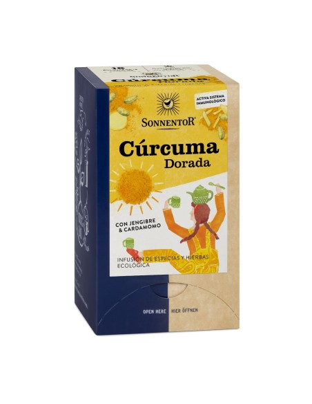 Sonnentor Té Cúrcuma Dorada con Jengibre y Cardamomo Bio 36g - Bolsita