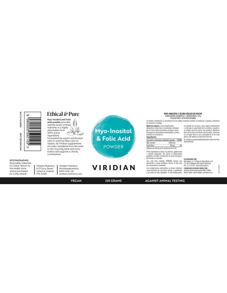 Viridian | Myo-Inositol & Ácido Fólico en Polvo 120g