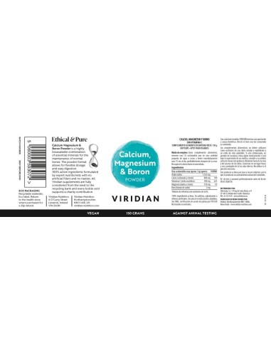 Viridian | Calcio Magnesio Boro con Vitamina C Polvo 150g