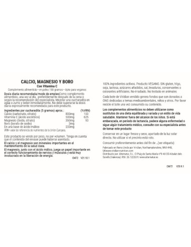Viridian | Calcio Magnesio Boro con Vitamina C Polvo 150g