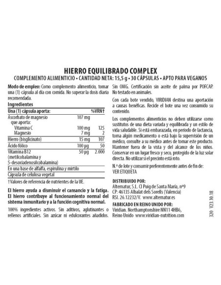 VIRIDIAN HIERRO EQULIBRADO COMPLEX