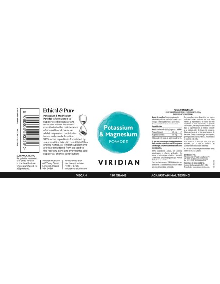 Viridian | Potasio Magnesio Citrato Polvo 150 g