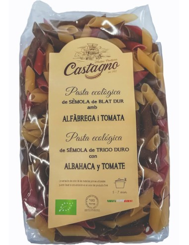 Castagno Macarrones Tricolor Con Tomate Albahaca Eco 500g***