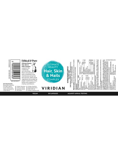 Viridian | Beauty Complex Pelo Piel y Uñas 30 Cápsulas Veganas