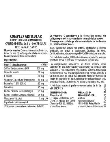 Viridian | Complex Articular 30 Cápsulas Veganas