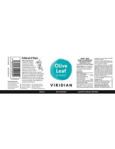 Viridian | Olivo Extracto Estandarizado de Hoja 30 Cápsulas Veganas