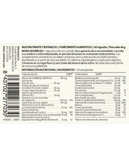 Holos Nutrition | Multinutrient Complex 60 Cápsulas Veganas