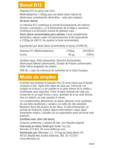 Better You | Boost B12 Vit.B12 spray oral 25ml