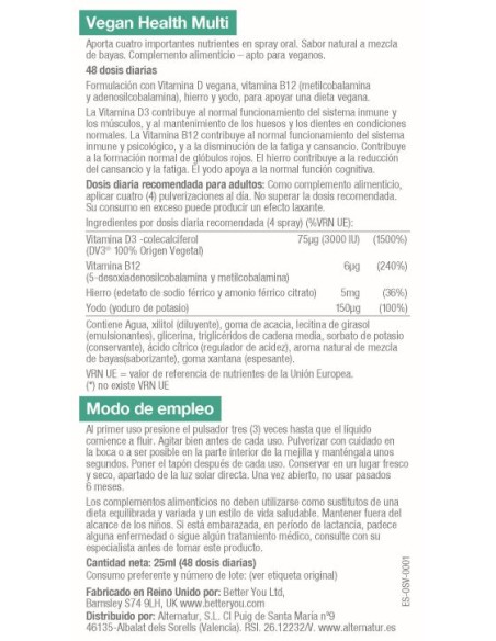 Better You | Vegan Health Multi spray oral 25ml