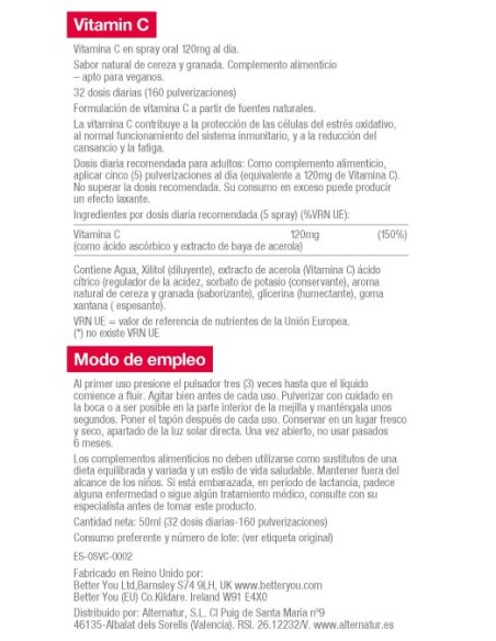 Better You | Vitamina C spray oral 50ml