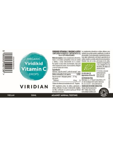 Viridian | Viridikid Vitamina C Órganica Gotas 50ml