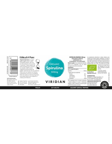 Viridian | Espirulina Bio 500mg 60 Cápsulas Veganas