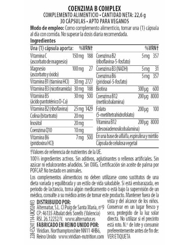 Viridian | Co-Enzyme B-Complex 30 Cápsulas Veganas