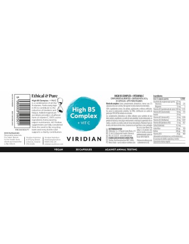Viridian | High Five B-Complex con B5 30 Cápsulas Veganas