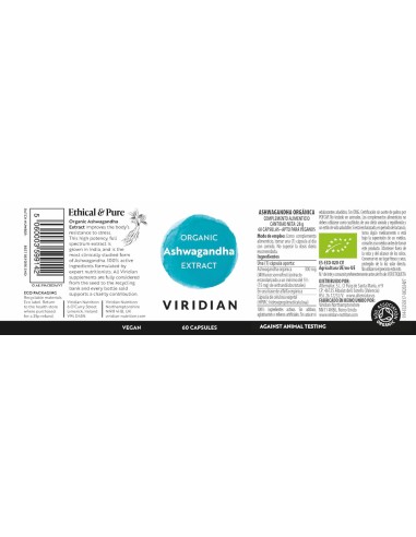 Viridian | Ashwagandha Extracto Bio 60 Cápsulas Veganas