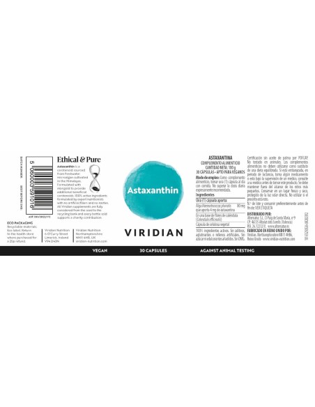Viridian | Astaxantina 30 Cápsulas Veganas