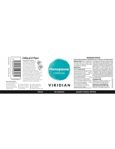 Viridian | Menopause Comple 30 Cápsulas Veganas